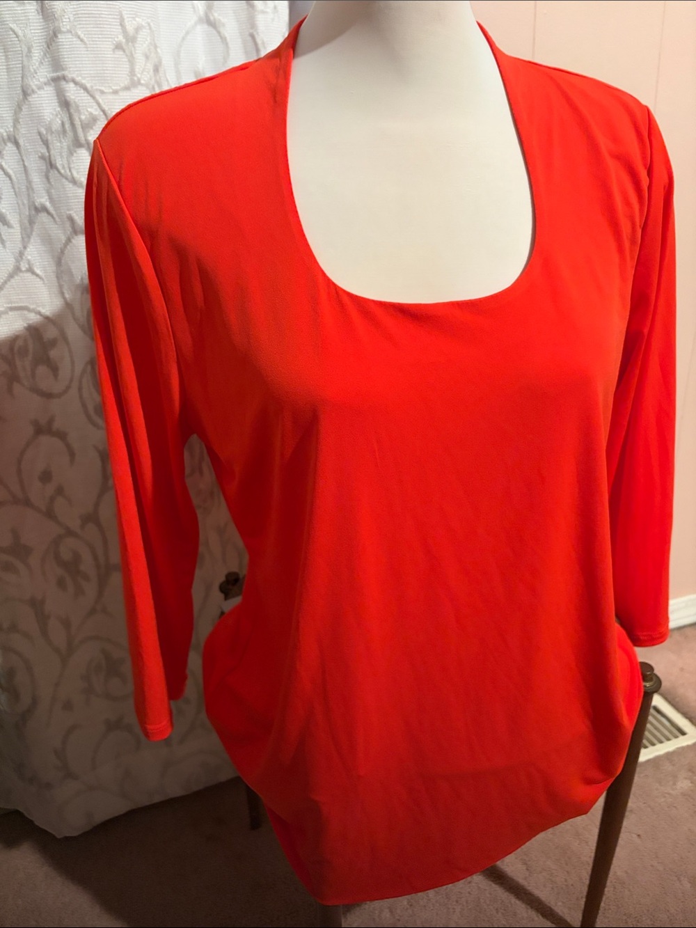 Grace Bright Red Scoop Neck Long Sleeve Top